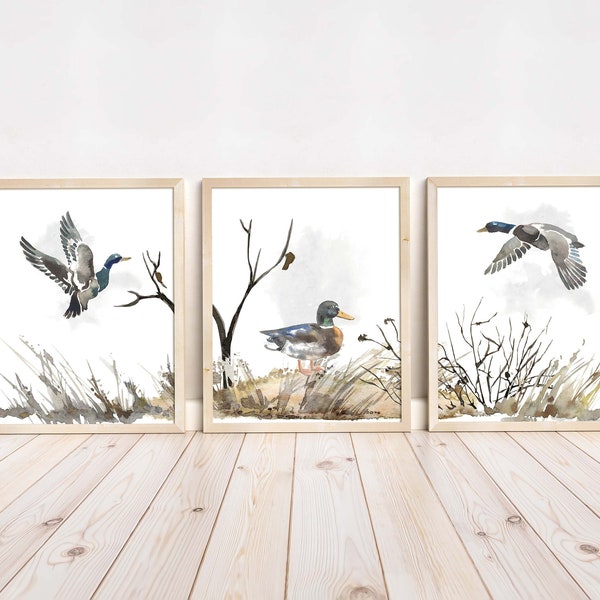 Ducks Hunting Wall Art, Hunting nursery decor, Duck Hunting Nursery art, Wall Prints for Boys Room, Mallard Duck Nursery Art Prints - Hunter
