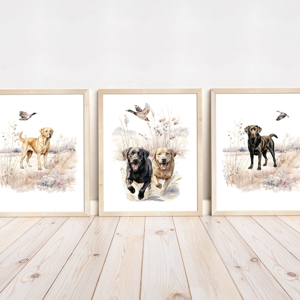 Labrador Retriever Wandbild, Jagd Kinderzimmer Dekor, Hunde Kinderzimmer Bild, Wandbilder für Jungenzimmer, Stockente Ente Kinderzimmer Kunst, Jagdbild