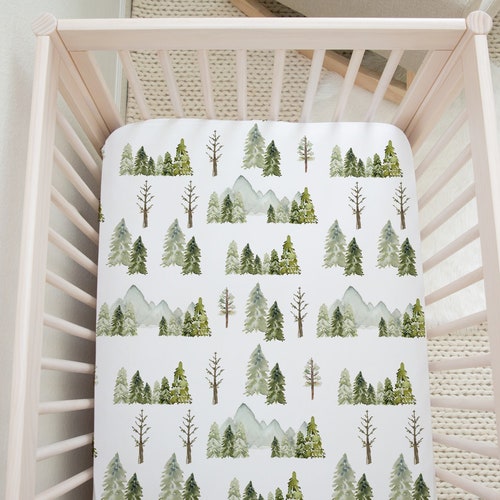 Woodland Tree Crib Sheet Woodland Crib Bedding Pine Trees Etsy