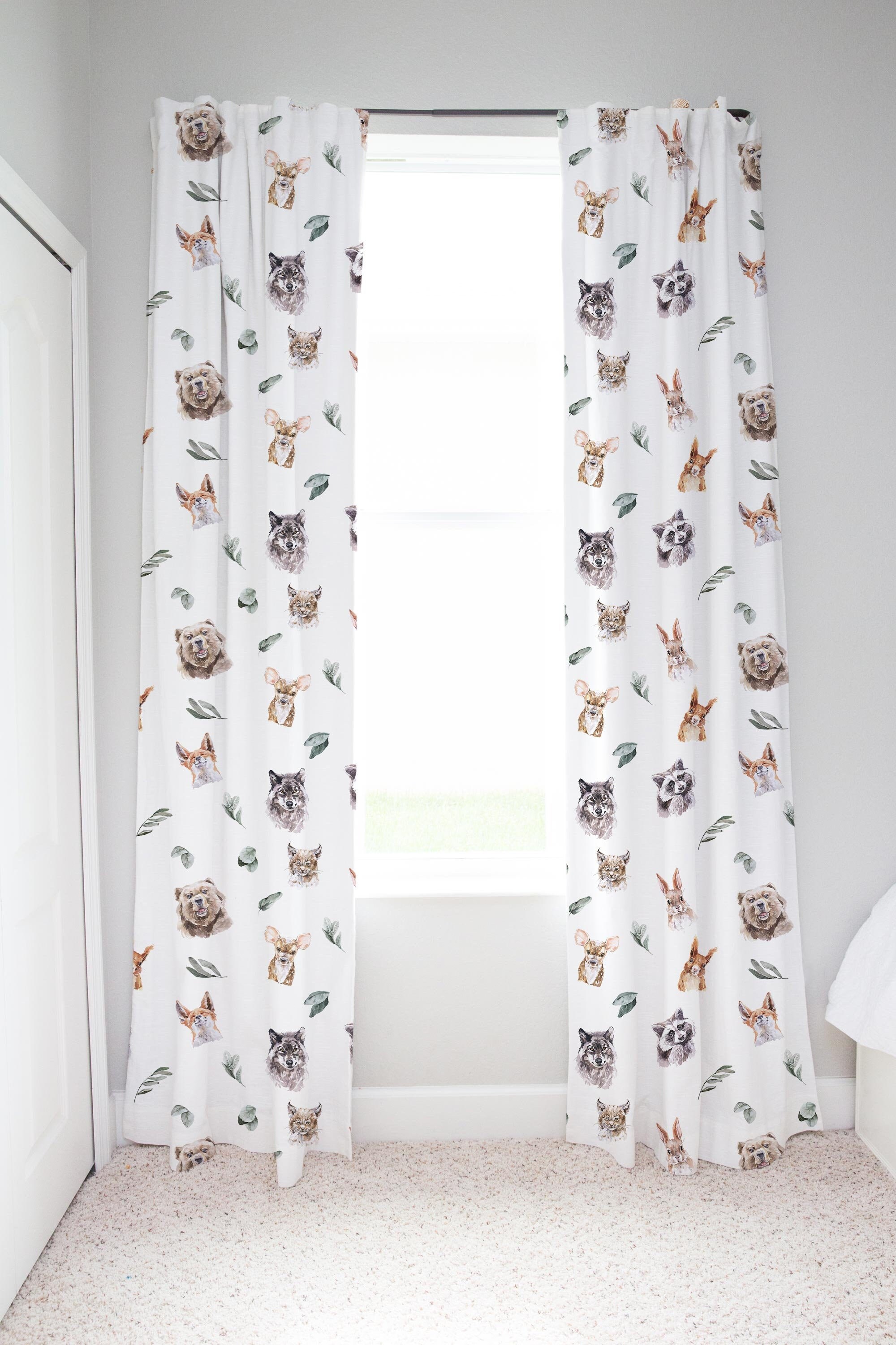 Woodland Nursery Curtain Forest animals curtains Little Man Etsy