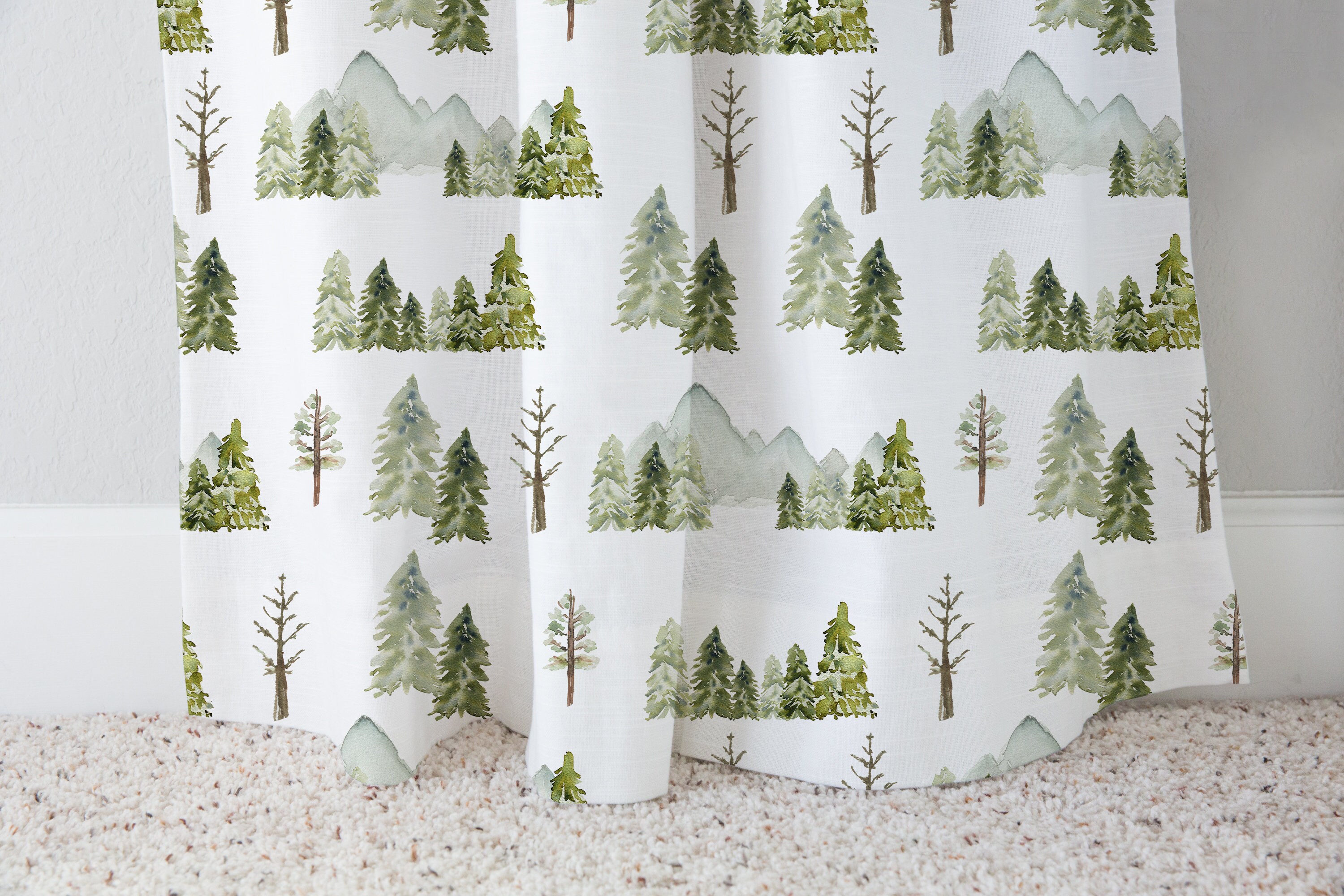 Pine Tree and Mountains Curtain Wildlife Curtain Forest Etsy