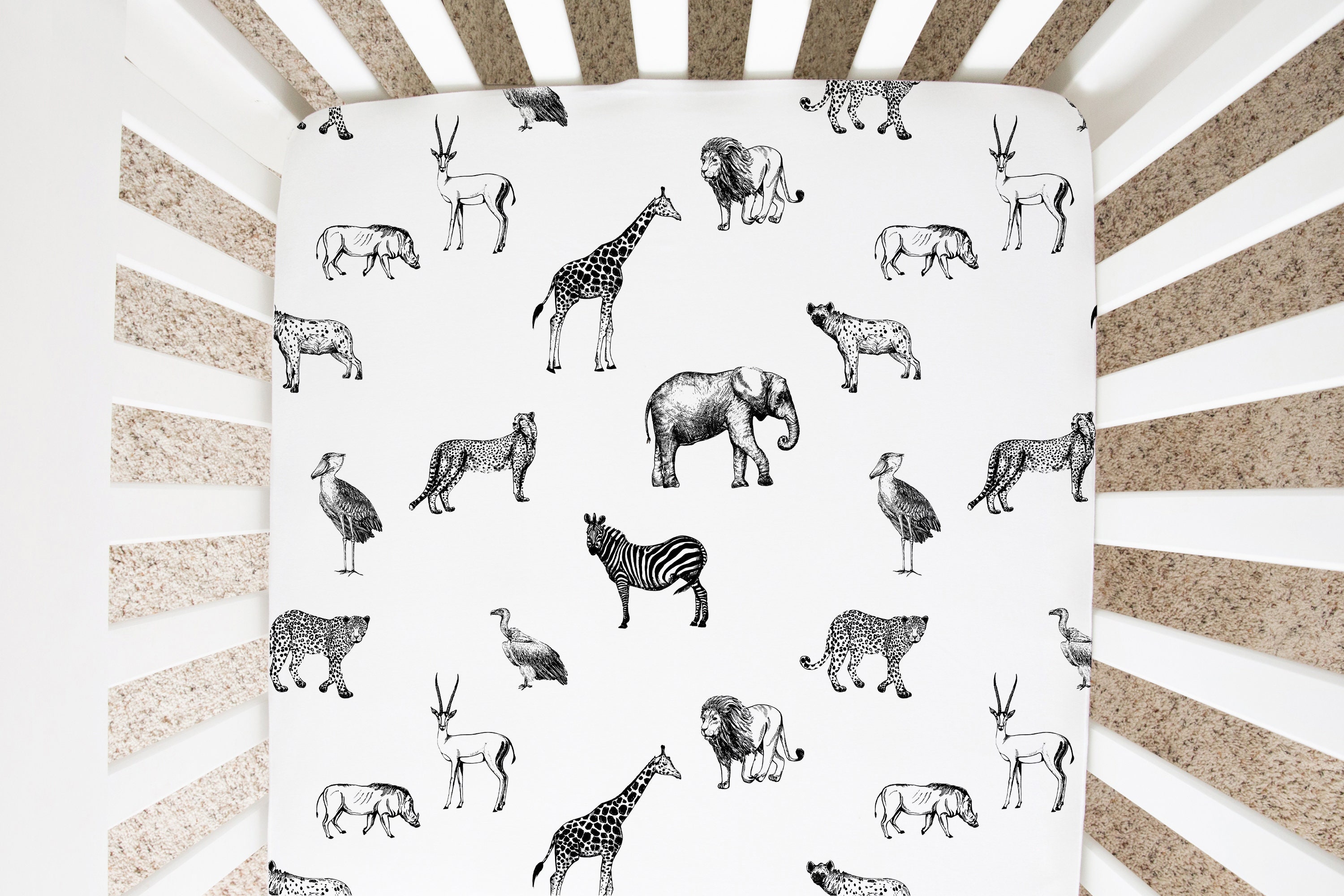 Safari Animals Minky Crib Sheet Safari Nursery Bedding Etsy