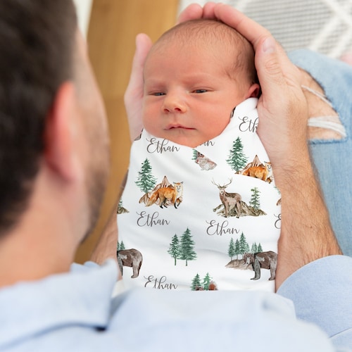 Woodland Swaddle Set Newborn Hospital Swaddle Set Boy Forest Etsy