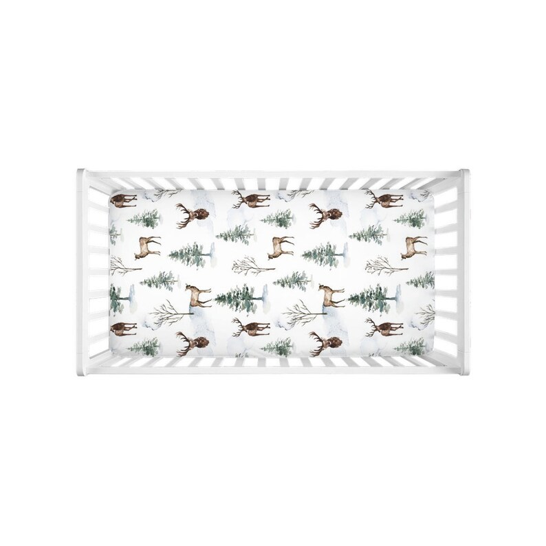 Woodland Crib Sheet Forest Crib Bedding Pine Tree Crib Etsy