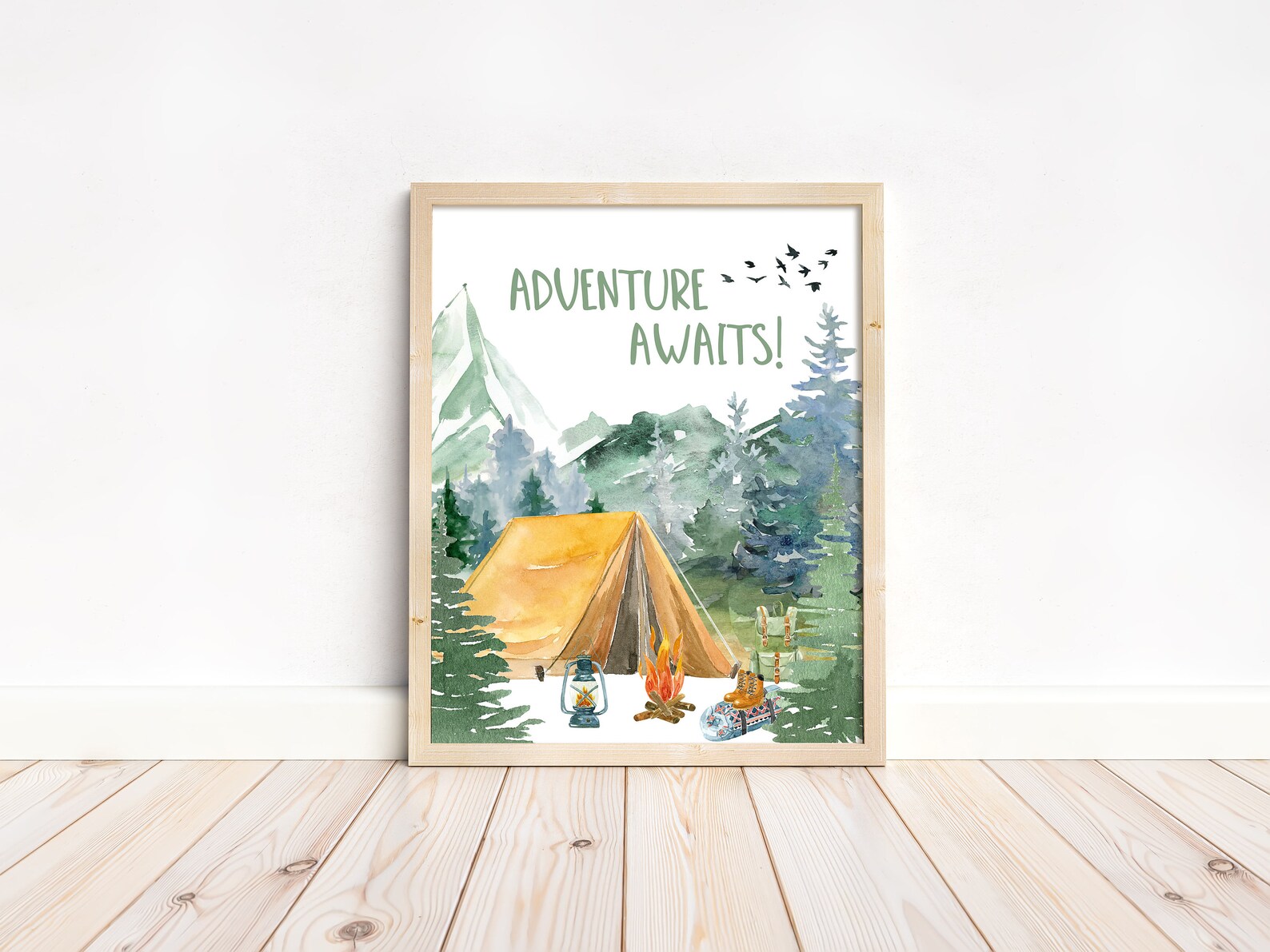 Adventure Awaits Wall Art, Forest Print, Woodland Nursery Decor, Wall ...