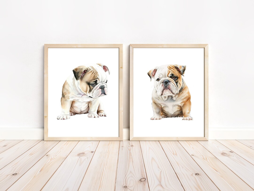 English Bulldog Art, English Bulldog Wall Art, Dog Nursery Wall Art, English Bulldog Prints Set