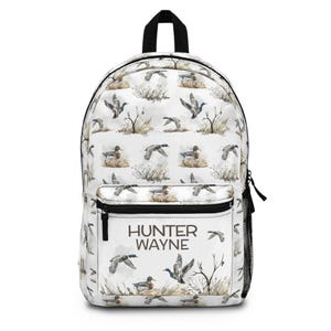 Sac à dos personnalisé de chasse au canard colvert, cartable pour garçons, sac à dos avec nom, cadeau de rentrée, sac à dos chasseur, cartable garçon - Hunter
