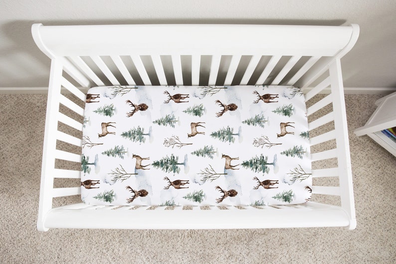 Woodland Crib Sheet Forest Crib Bedding Pine Tree Crib Etsy