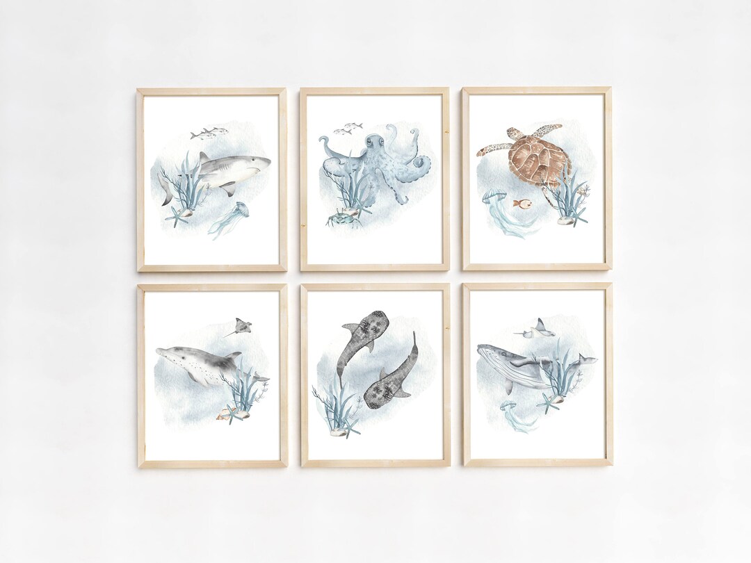 Ocean Nursery Prints, Under the Sea Baby Room Decor, Underwater Animals ...
