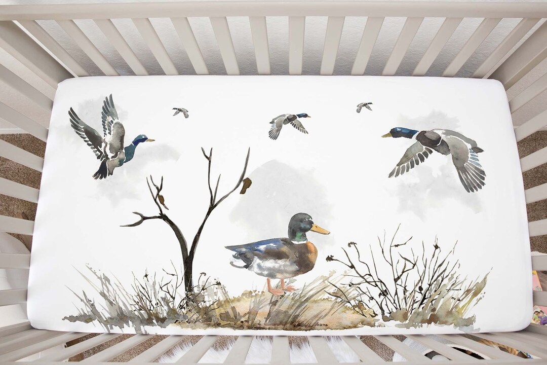 Duck Hunting Crib Sheet, Hunting Crib Sheet, Baby Boy Nursery Bedding