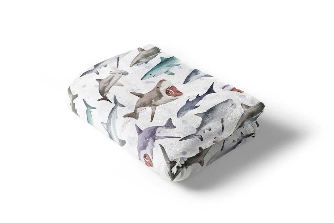 Shark Blanket, Shark Nursery Bedding, Under the Sea Blanket, Ocean