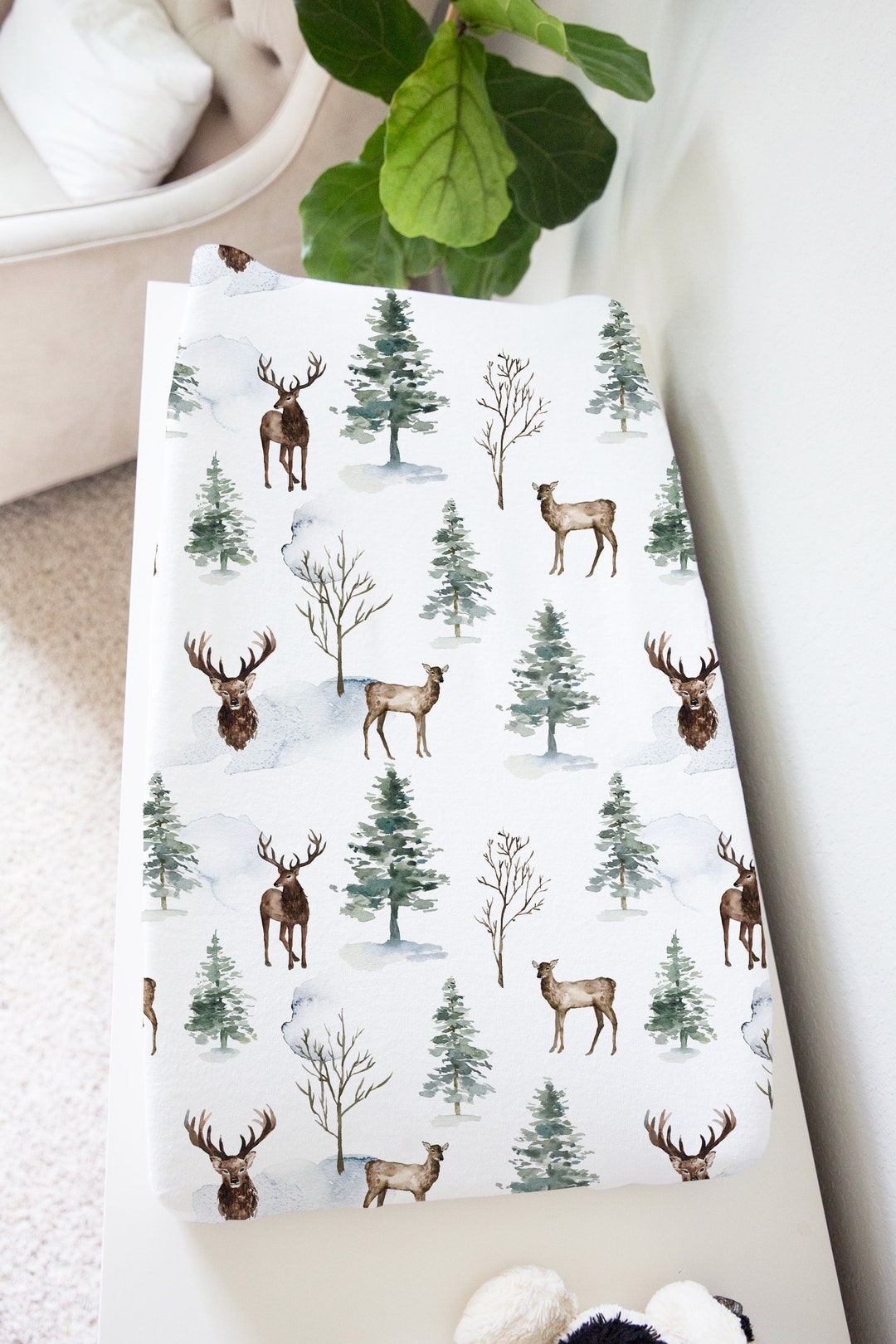 Deer Changing Pad Cover Woodland Baby Gifts Wilderness Etsy