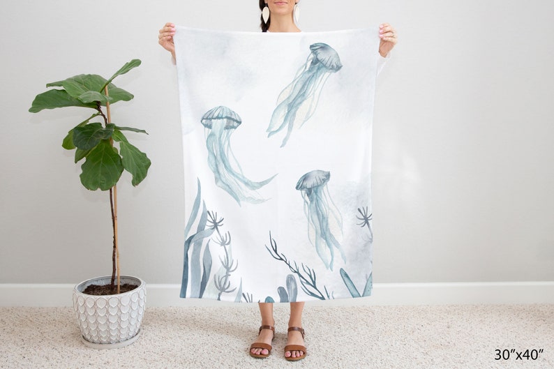 Jellyfish Blanket Under the Sea Nursery Bedding Sea Animals Etsy
