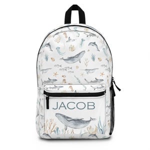 Sac à dos sous la mer personnalisé, cartable pour garçons personnalisé, sac à dos avec nom, rentrée des classes, sac à dos océan, cartable pour garçon - Océan profond