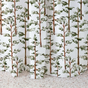 Forest Curtain, Single Panel, Woodland curtain, Trees curtains, Forest nursery decor, Wildlife curtain, Wilderness nursery Boy room curtains