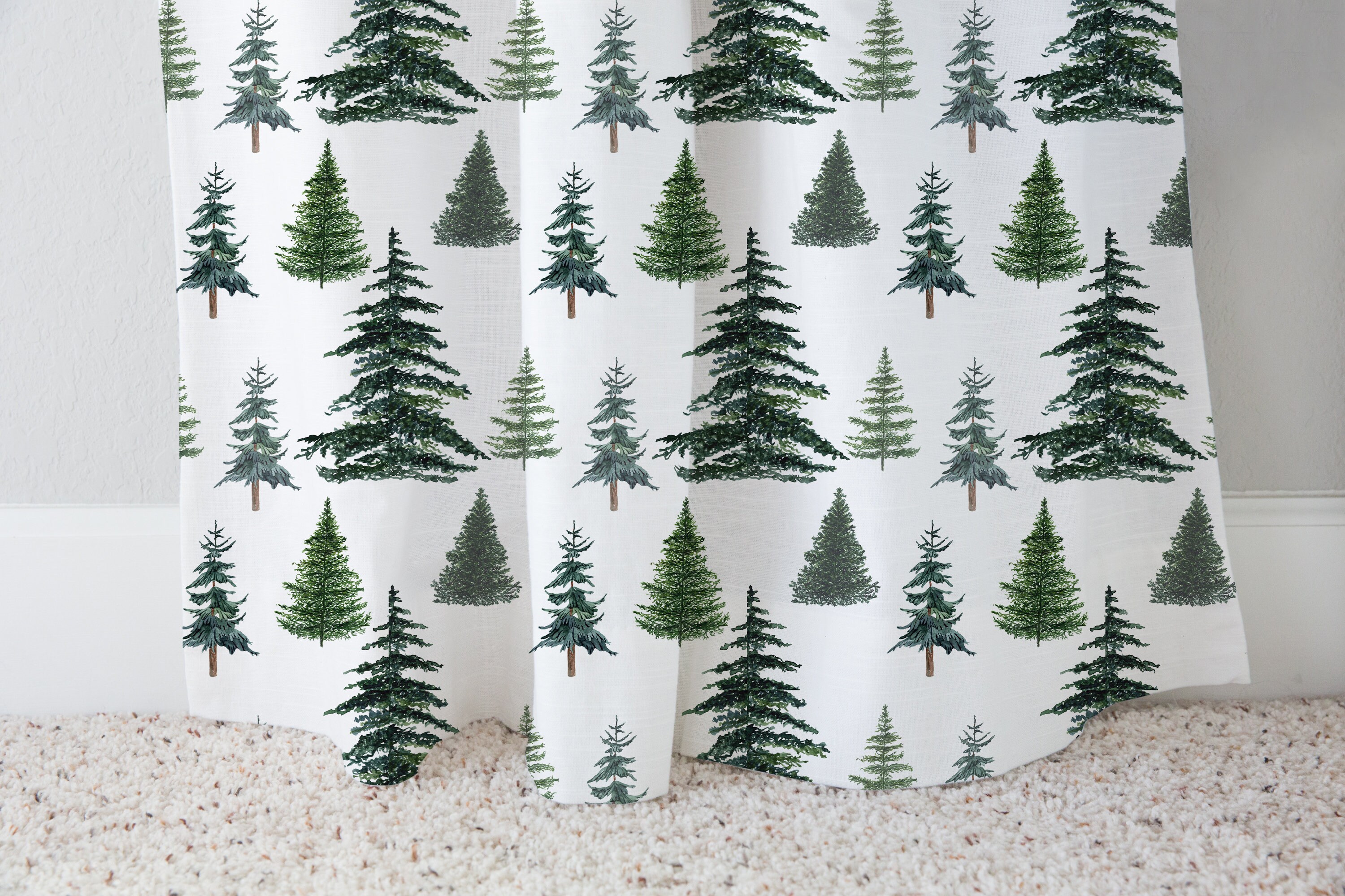 Pine Trees Curtain Single Panel Woodland Nursery Decor Etsy