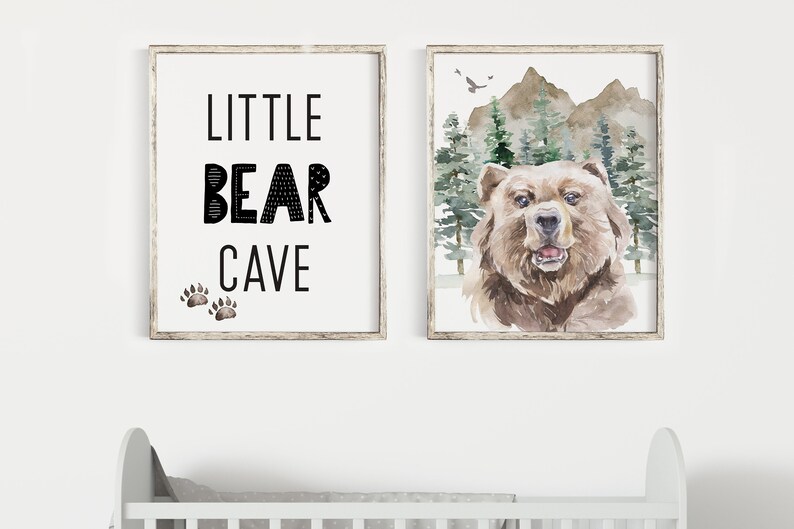Little Bear Cave Printable Rustic Nursery Decor Boys Room | Etsy