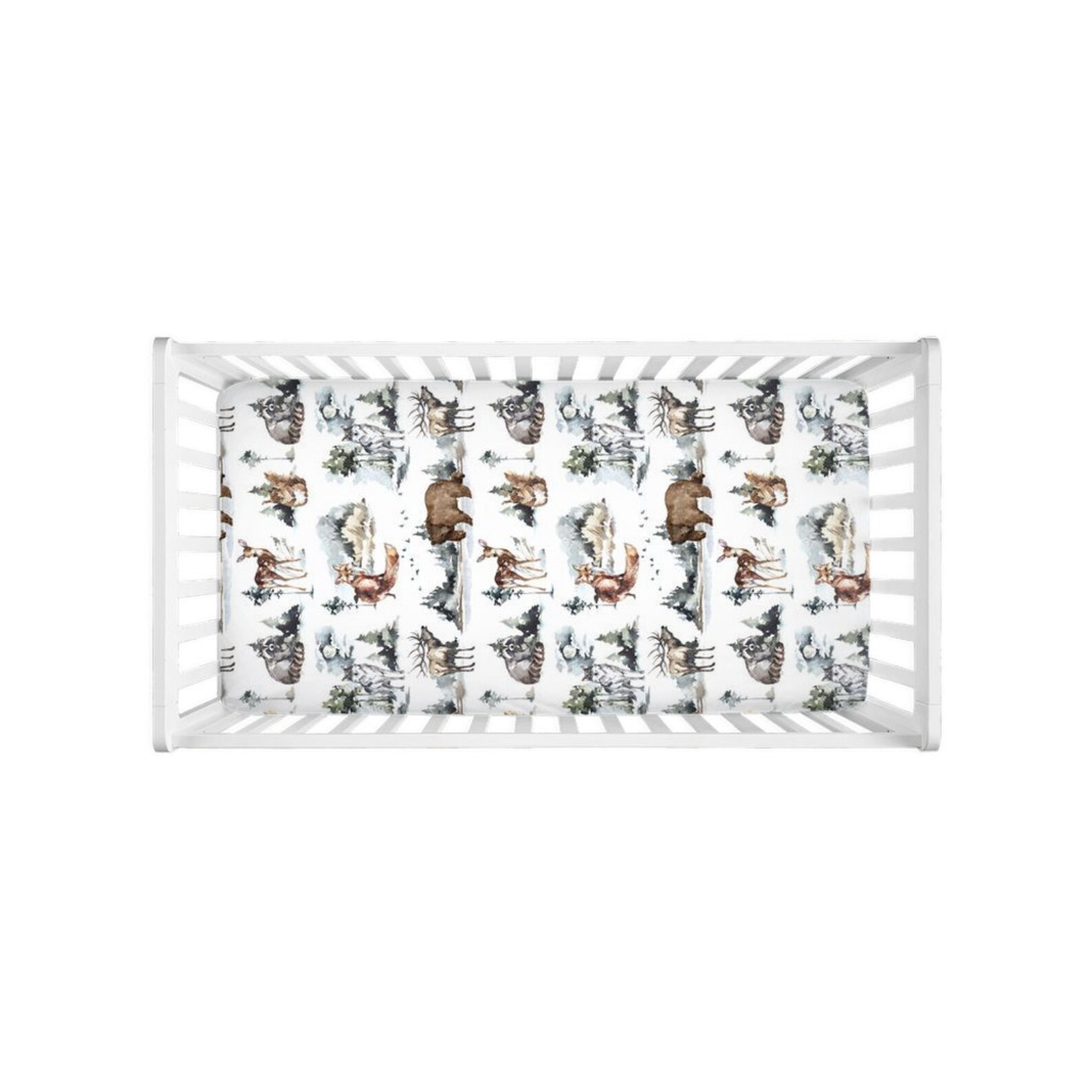 Woodland Crib Sheet Forest Crib Bedding Pine Tree Crib Etsy