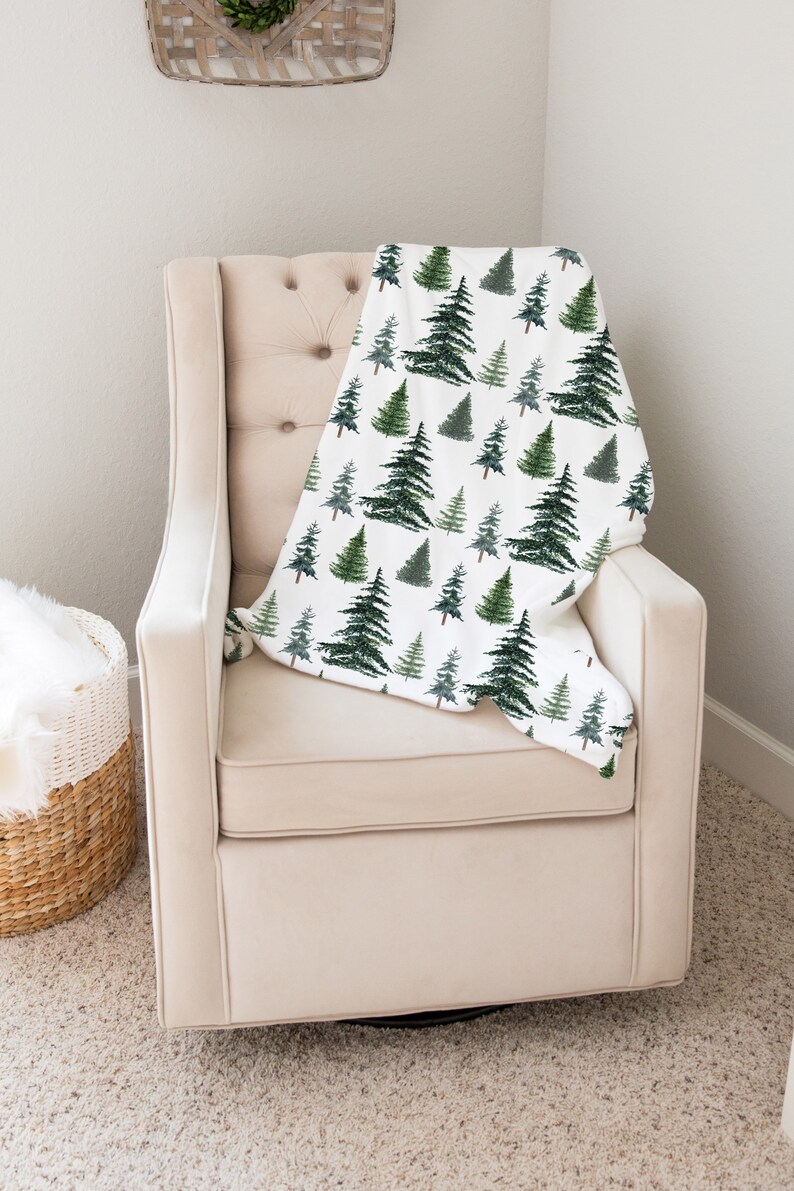 Forest Blanket Pine Tree Blanket Forest Nursery Woodland Etsy