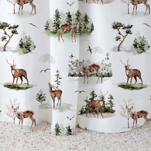 Deer Curtain, Single Panel, Wildlife curtain, Forest nursery decor, Woodland baby room, Wilderness nursery, Woodland curtains - CaL