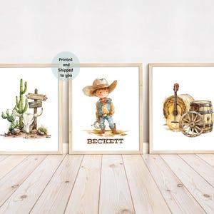 Personalized Cowboy nursery prints set of 3, Cowboy room decor, Boys room wall art UNFRAMED Western boy print, Cowboy kids print, Cowboy art