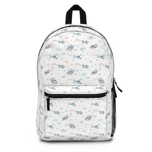 Airplane backpack, Plane school bag, Preschool backpack, Kids school backpack, Back to school gifts, Airplane bookbag - Up in the sky