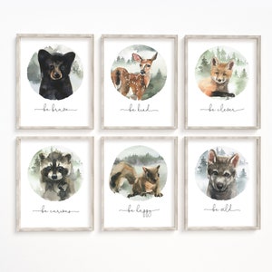 Woodland Nursery Prints, Forest Animals Wall Art, Be Brave, Wall Prints ...