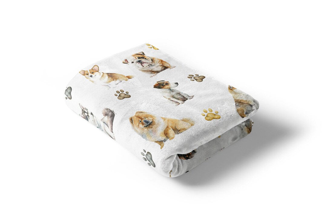 Puppy Dog Baby Blanket, Toddler Boy Dog Blanket, Dog Nursery Bedding