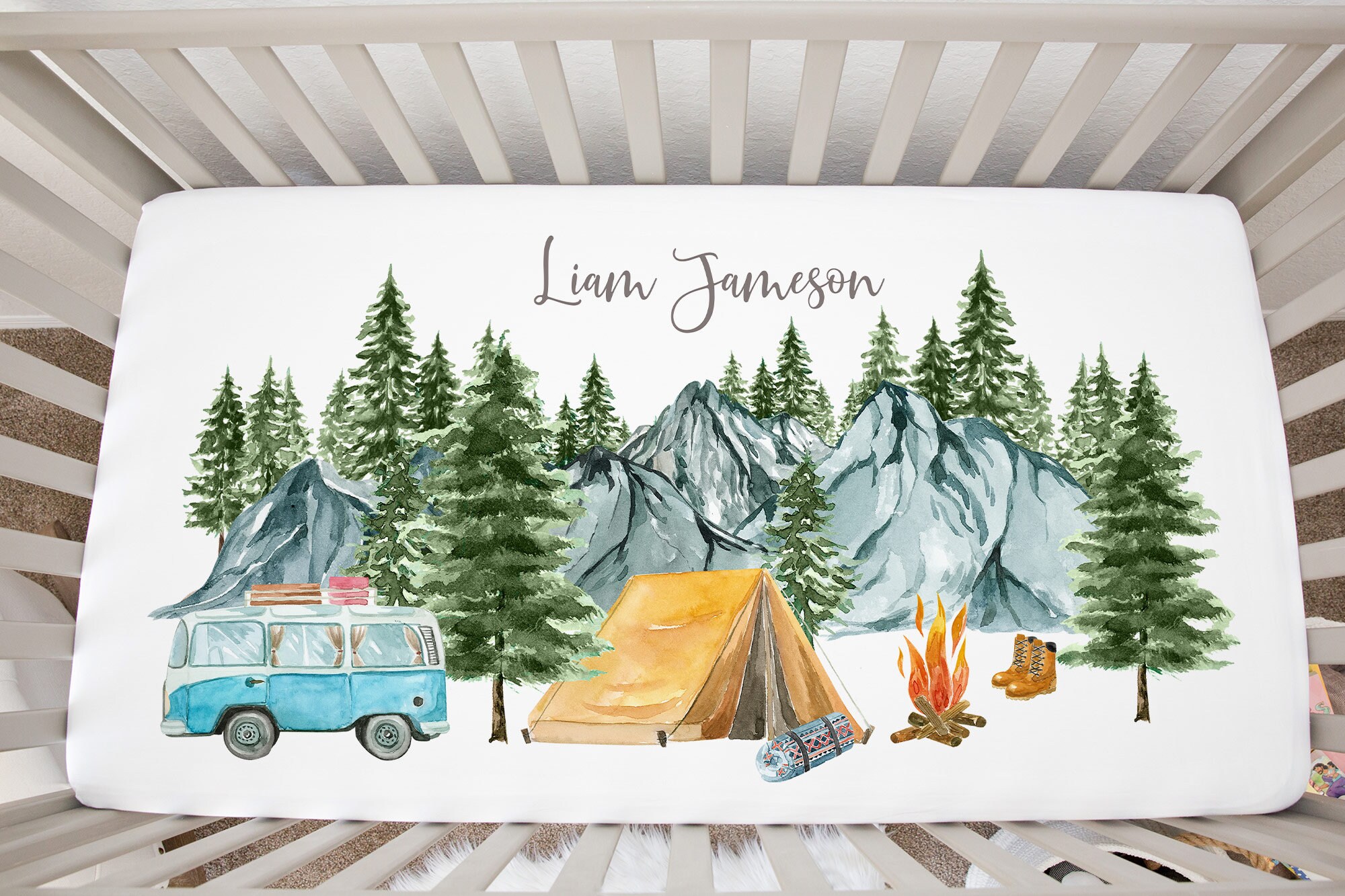 camping crib bedding