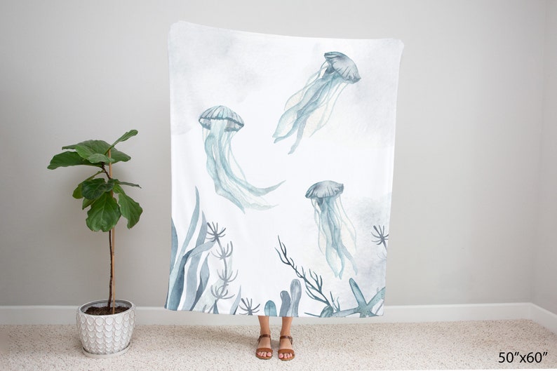Jellyfish Blanket Under the Sea Nursery Bedding Sea Animals Etsy