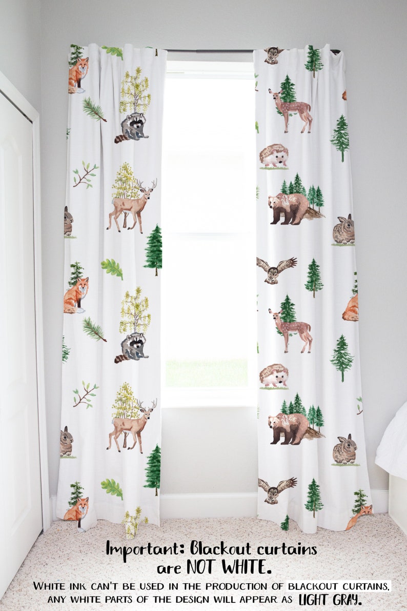 Woodland animals curtains Wildlife Curtain Forest animals Etsy