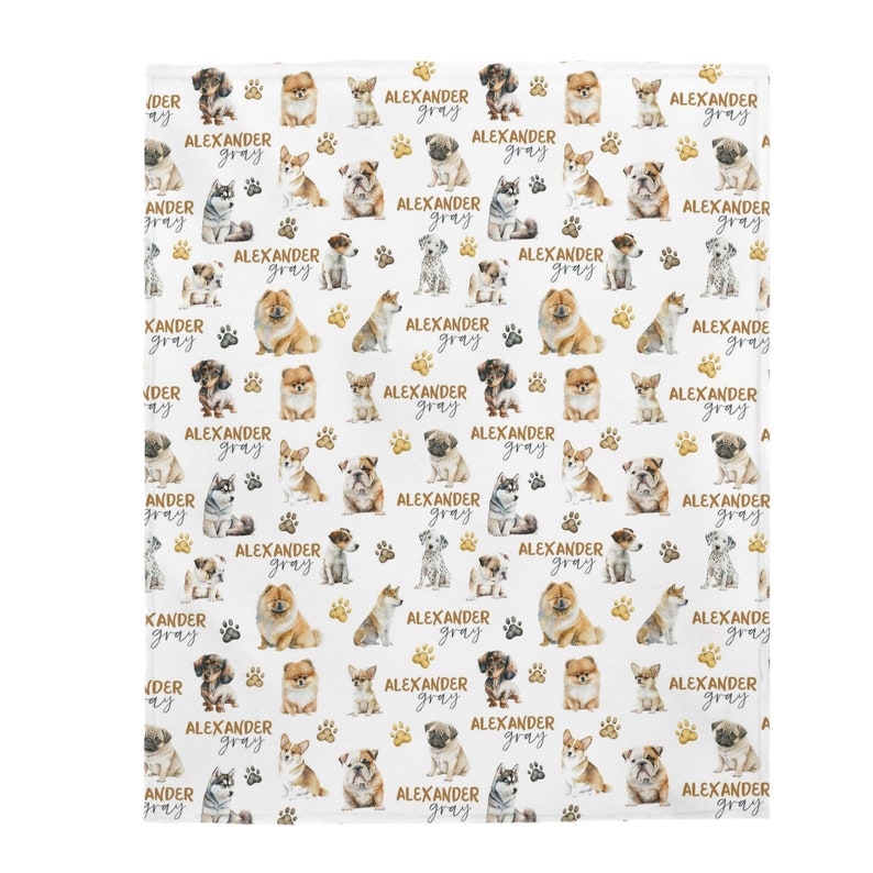 Personalized Baby Boy Name Blanket Puppy Dog Baby Blanket Etsy