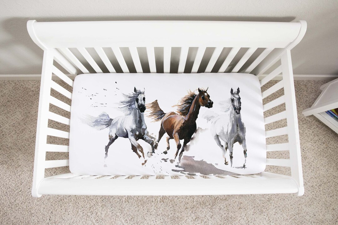 Horses Crib Sheet, Equestrian Crib Sheet, Wild West Nursery Bedding