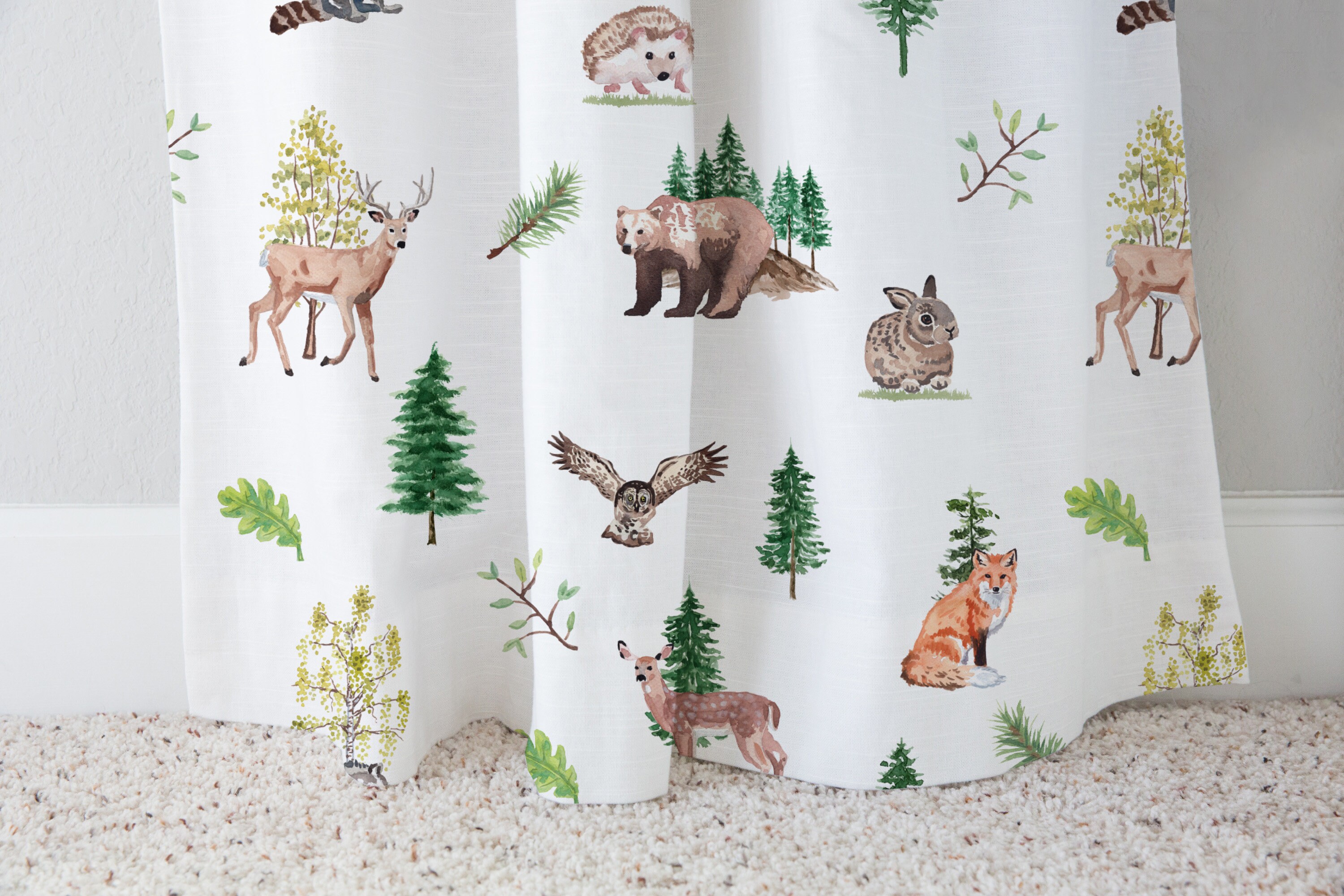 Woodland animals curtains Wildlife Curtain Forest animals Etsy