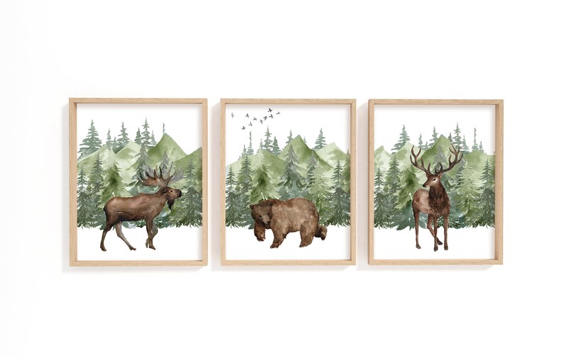 Woodland Nursery Wall Art Forest Wall Decor Wall Prints for Etsy
