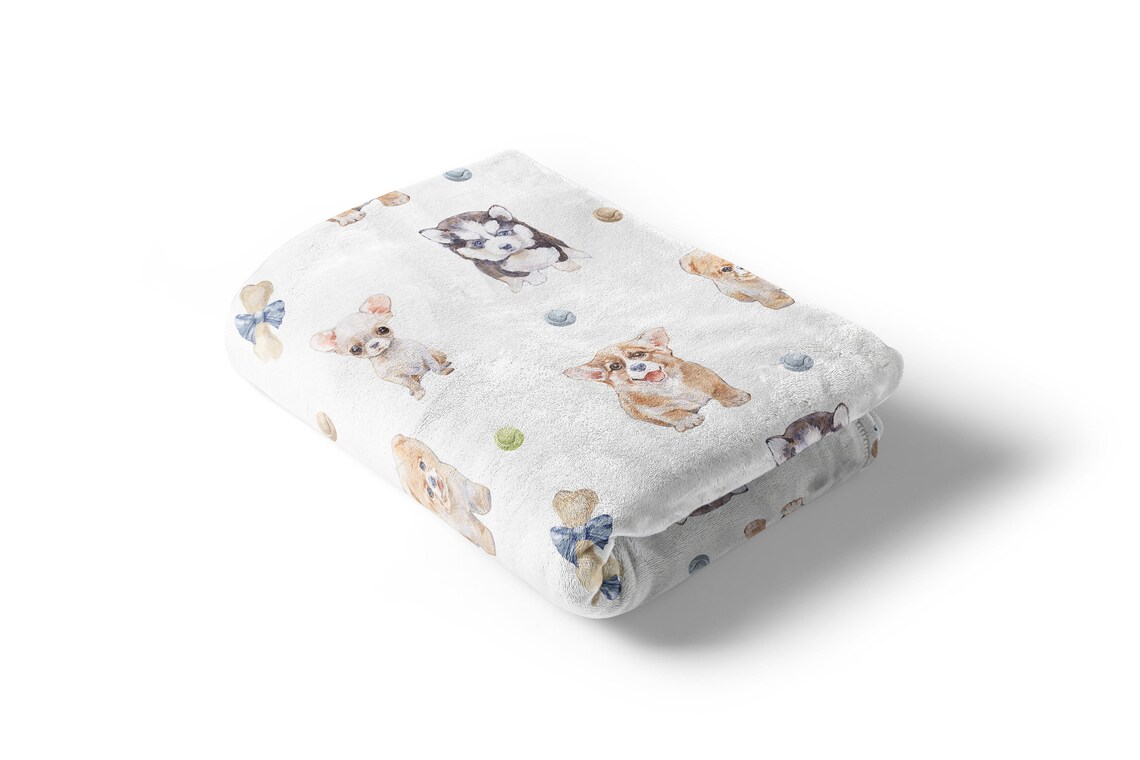 Puppy Baby Blanket Dog Nursery Bedding Dog Lover Baby Gift Etsy