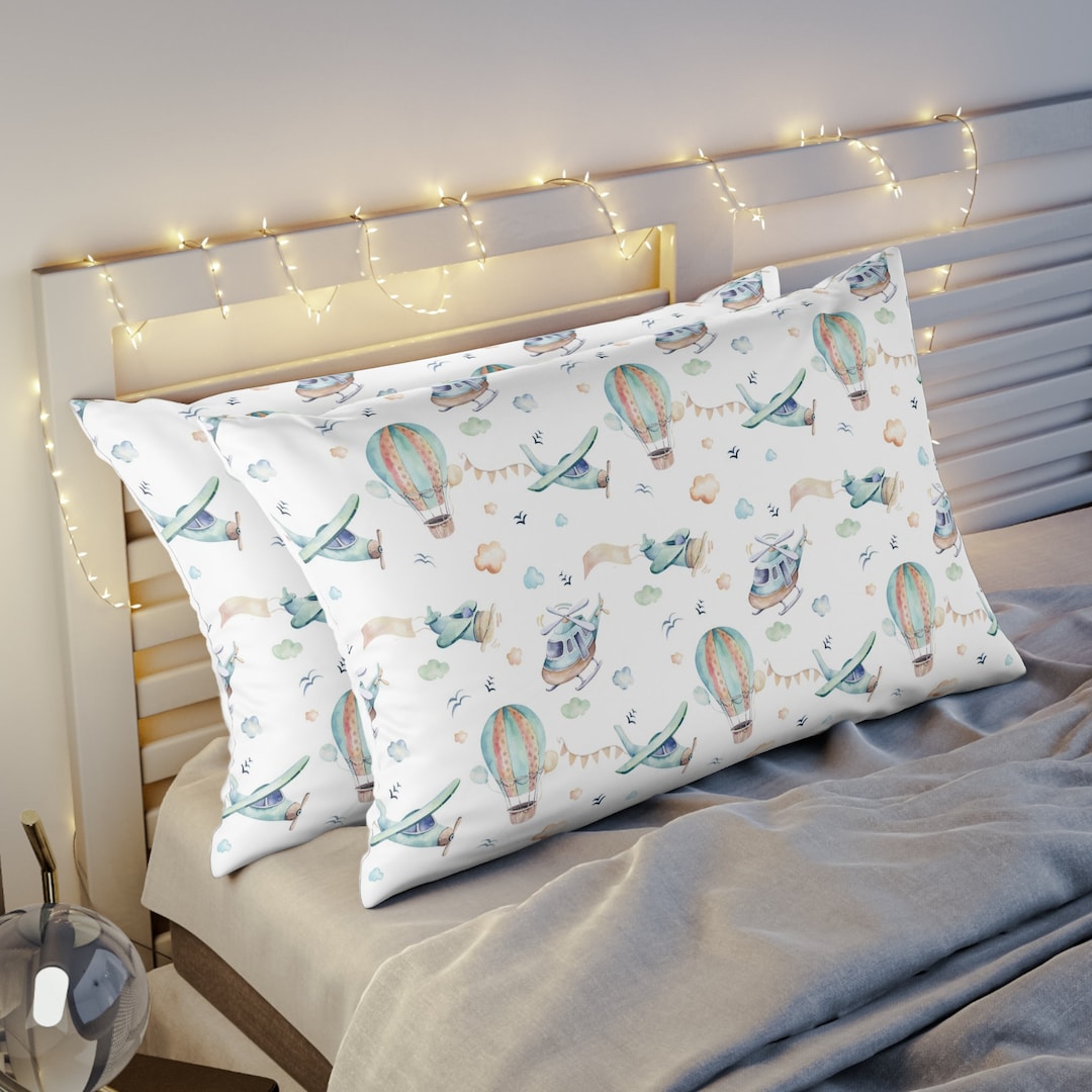 Airplane Pillow Sham, Airplane Pillow Case, Hor Air Balloon, Aviation