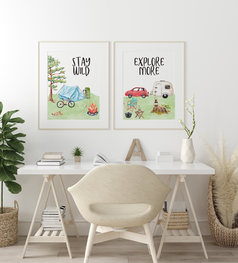 Camping Wall Art Explore More Stay Wild Adventure Nursery Etsy