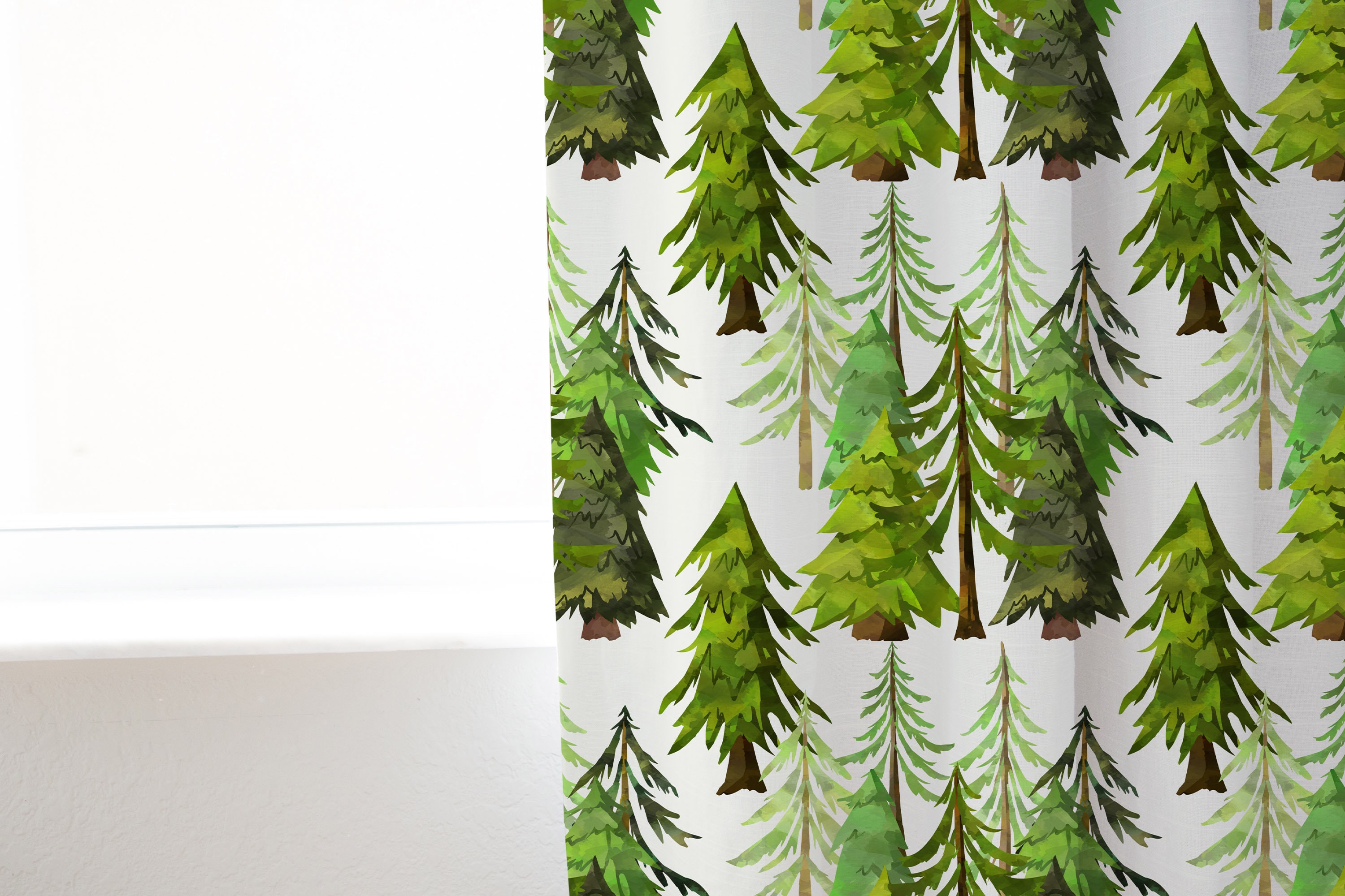 Forest Curtain Single Panel Woodland Nursery Decor Pine tree Etsy