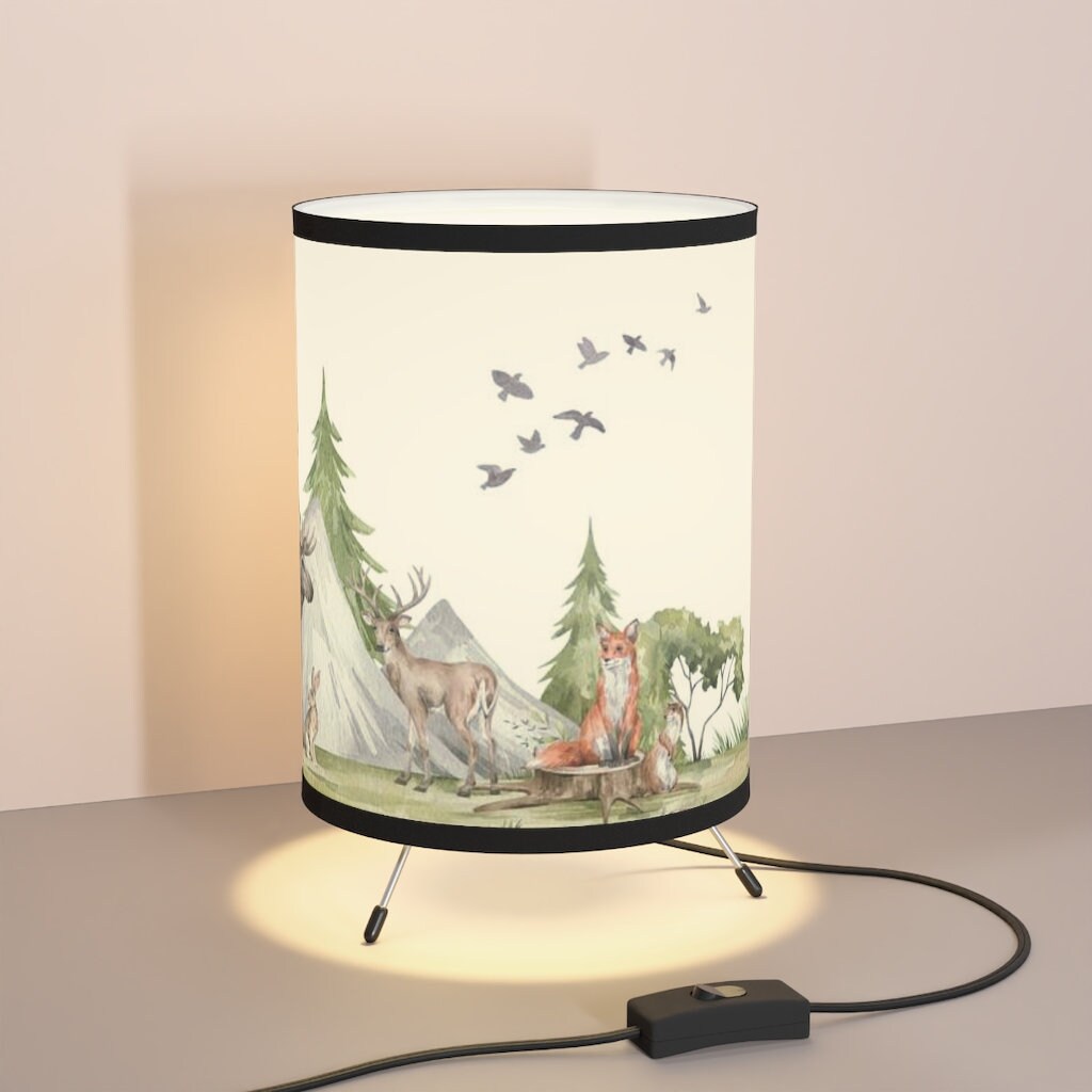 Woodland Animals Table Lamp Deer Lamp Woodland Baby Room Etsy