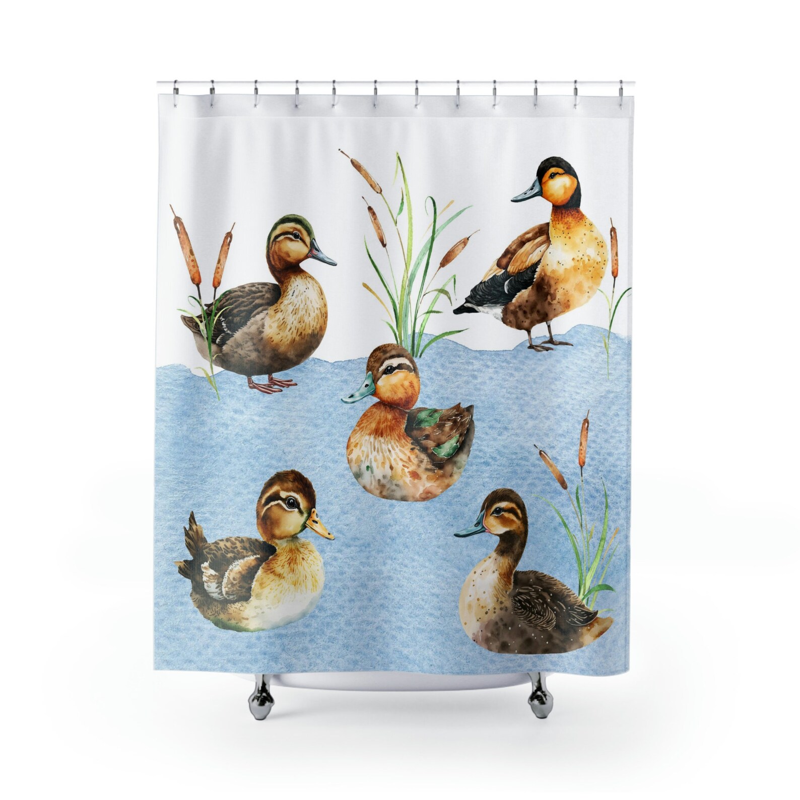 Duck Shower Curtain Duck Bathroom Decor Waterfowl Curtain Etsy