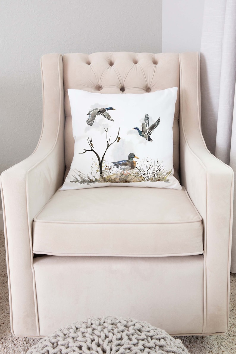 Mallard Ducks Pillow Cover Duck Hunting Pillow Ducks Nursery Etsy