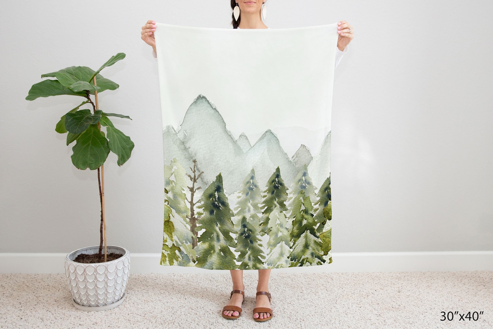 Forest blanket Pine trees and Mountains Minky blanket Etsy