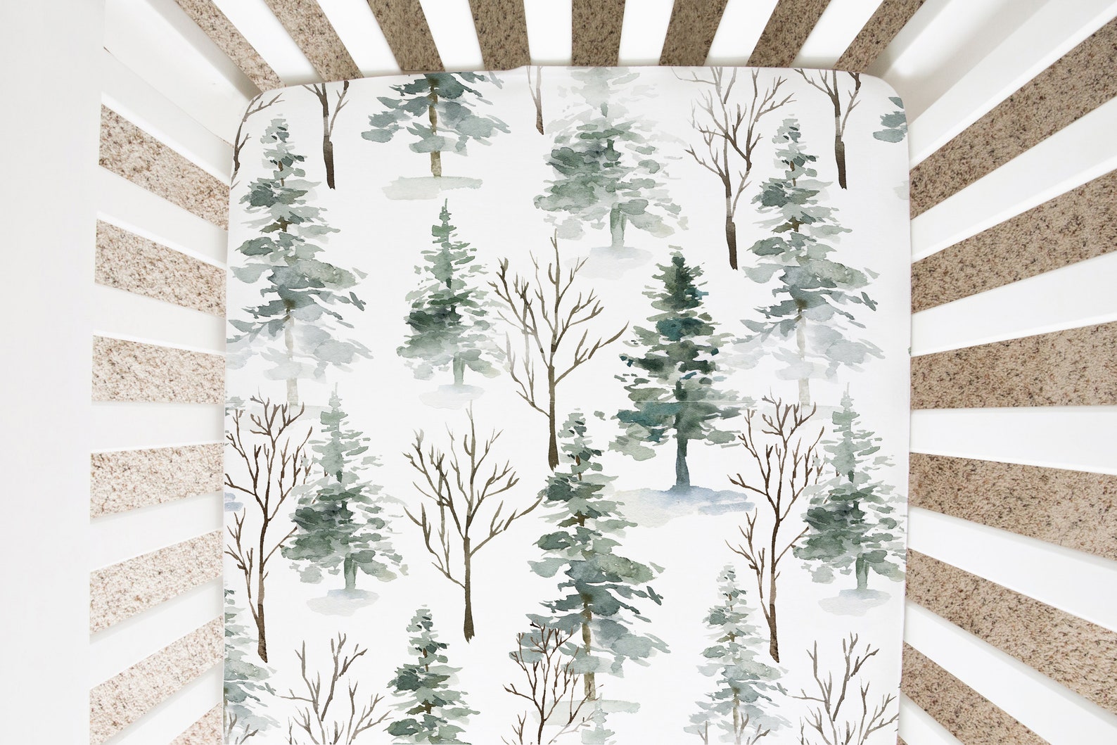 Forest Crib Sheet Forest Crib Bedding Pine Tree Crib Sheet Etsy