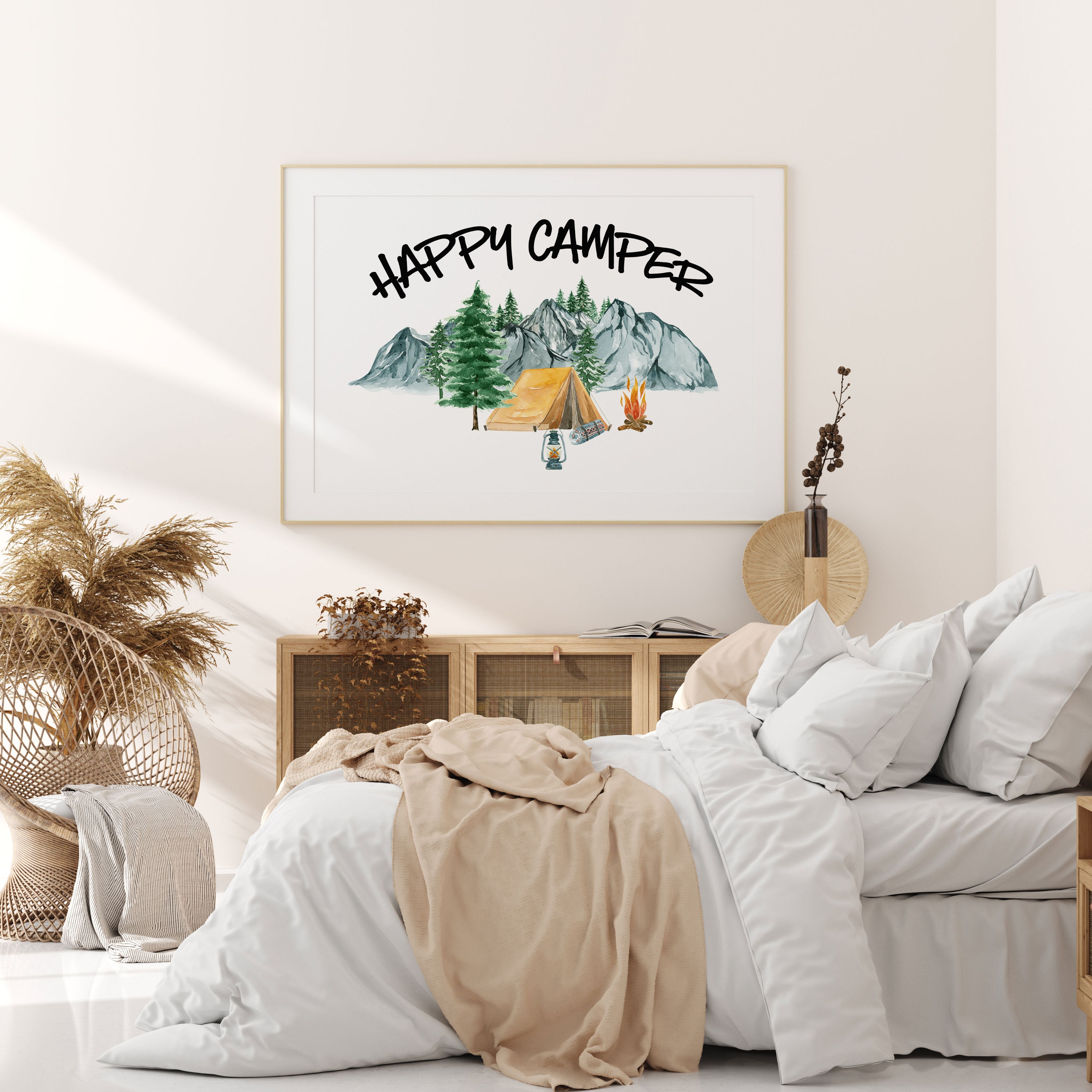 Camping Wall Art Nursery Happy Camper Camping Nursery Decor Etsy