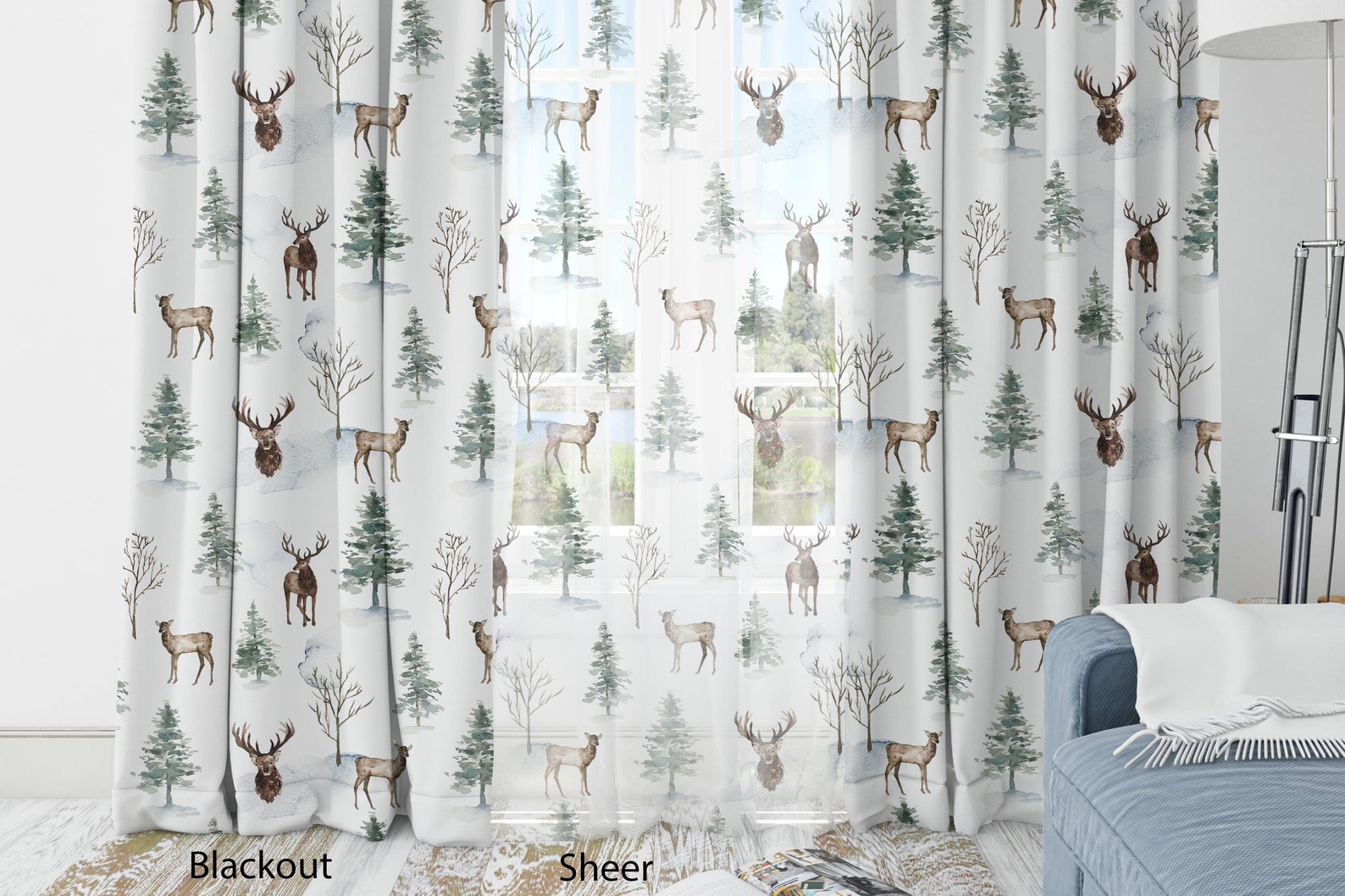 Deer Curtains Blackout Curtains Nursery Kids Sheer Curtains Etsy
