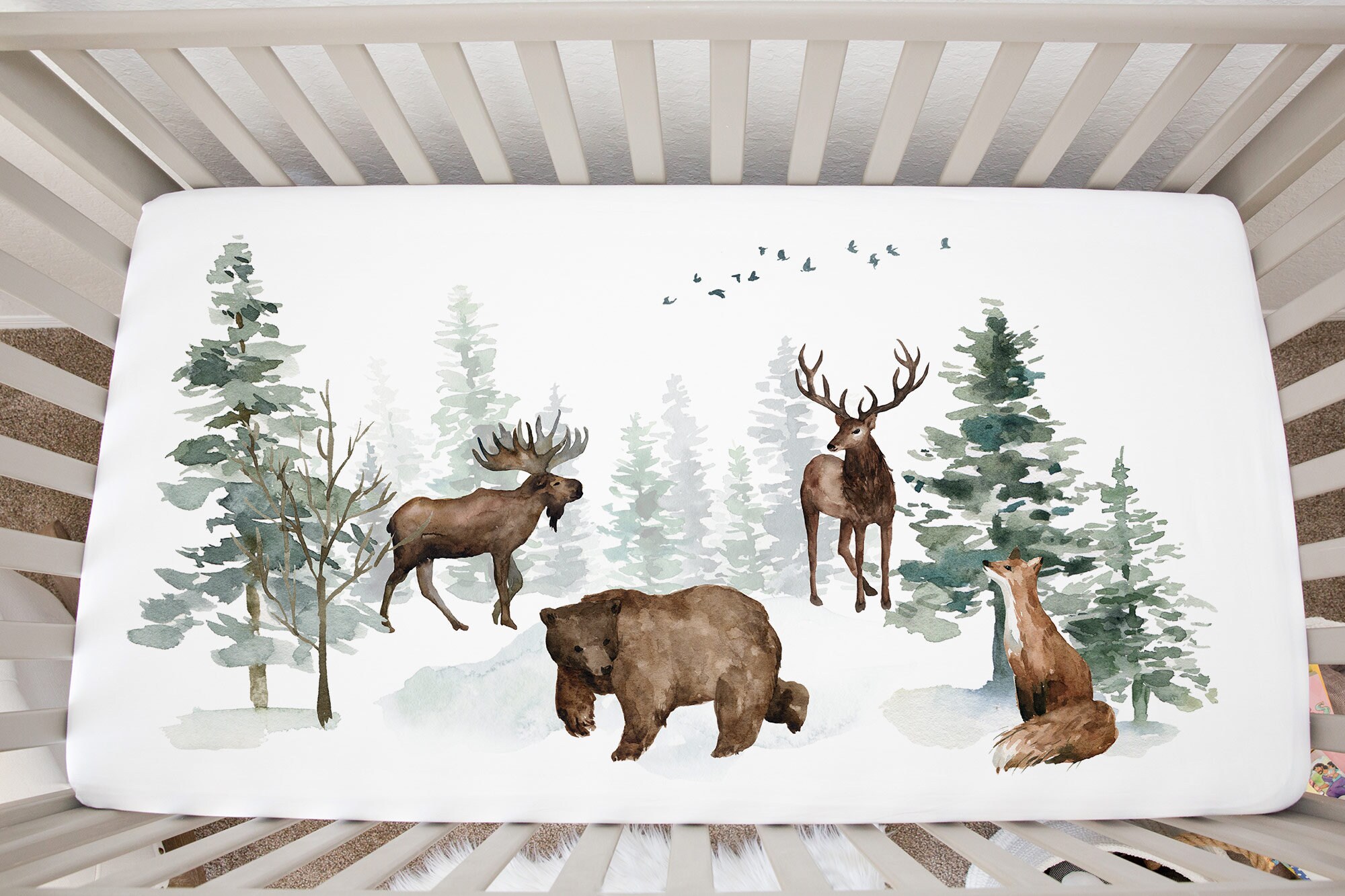 Woodland Crib Sheet Woodland baby gift Forest Animals baby Etsy