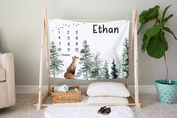 Fox Milestone Blanket Personalized Woodland Milestone Milestone Photo Prop Growth Tracker Forest Monthly Blanket Fox Baby Gift Enf Etsy Canada