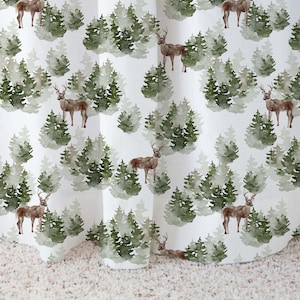 Deer Curtains, Woodland animals curtains, Wildlife Curtain, Forest animals nursery, Woodland baby room, Wilderness nursery, Single Panel