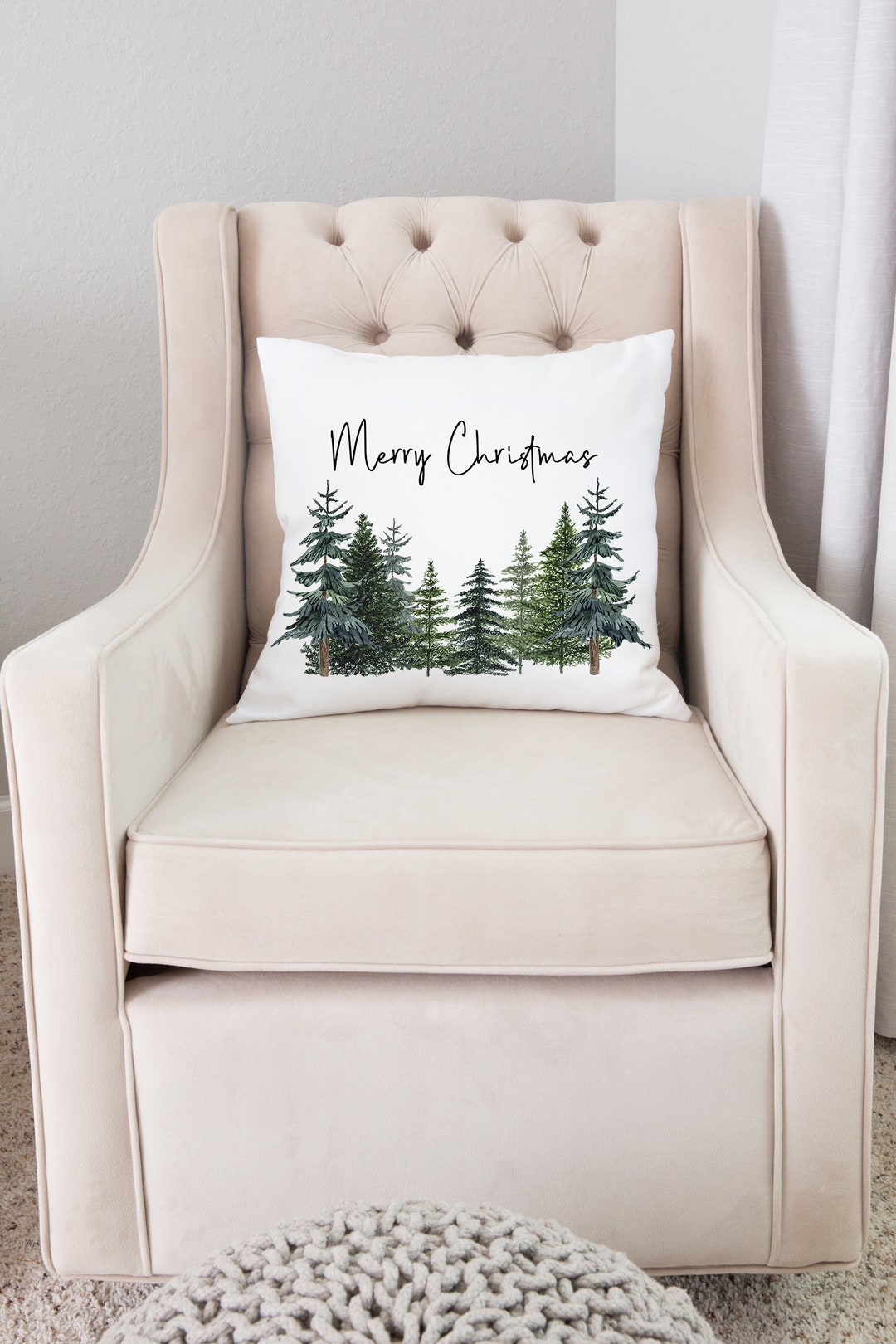 Merry Christmas Pillow Holidays Pillows Pine Tree Pillow Etsy